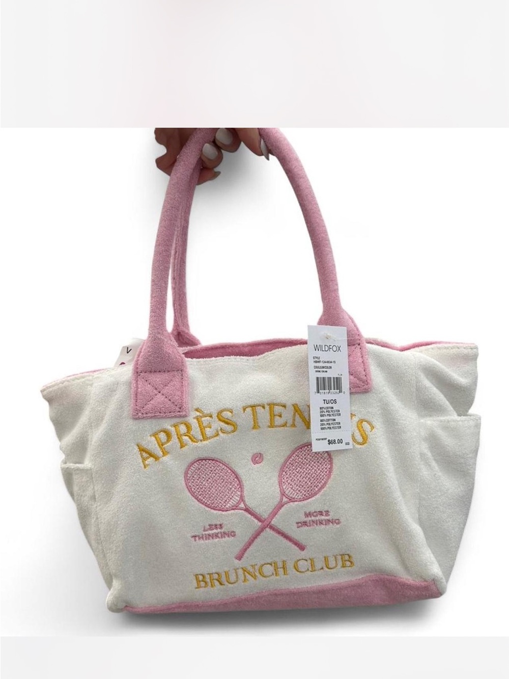 Wildfox Cream & Pink Apres Tennis Brunch Club Tote